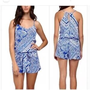 Lilly Pulitzer dusk shorts romper blue and white size S